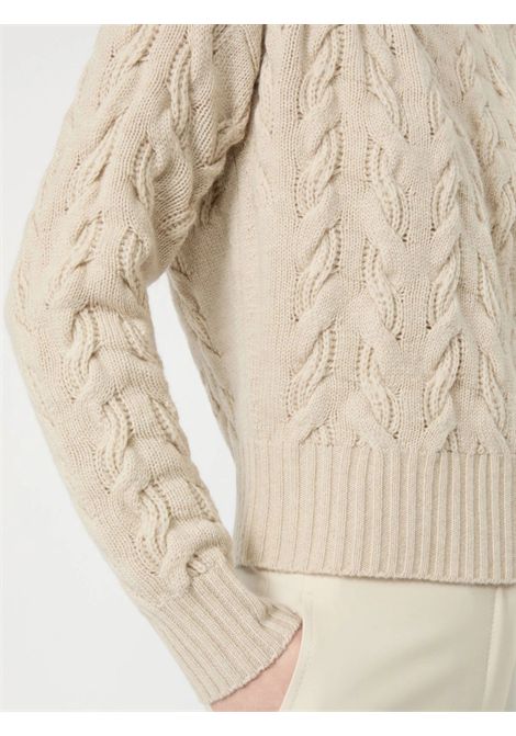 Max Mara Studio Women's MSTCOSM Beige Wool and Cashmere Cable-Knit High-Neck Sweater Max Mara Studio |  | 2626366042600002